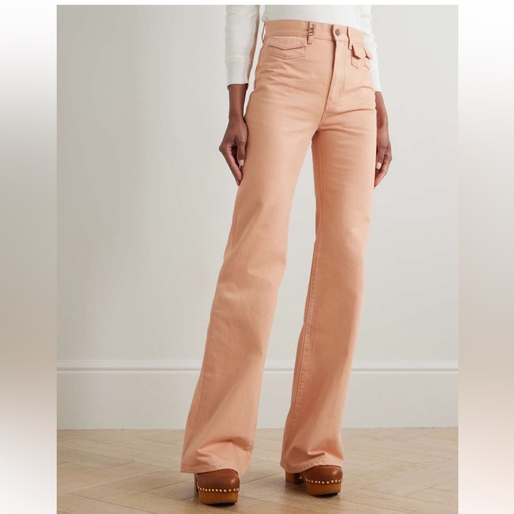 NWT Chloe Embellished high-rise straight-leg peach jeans size 44 / US 12